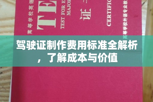 建湖驾驶证制作费用标准全解析，了解成本与价值
